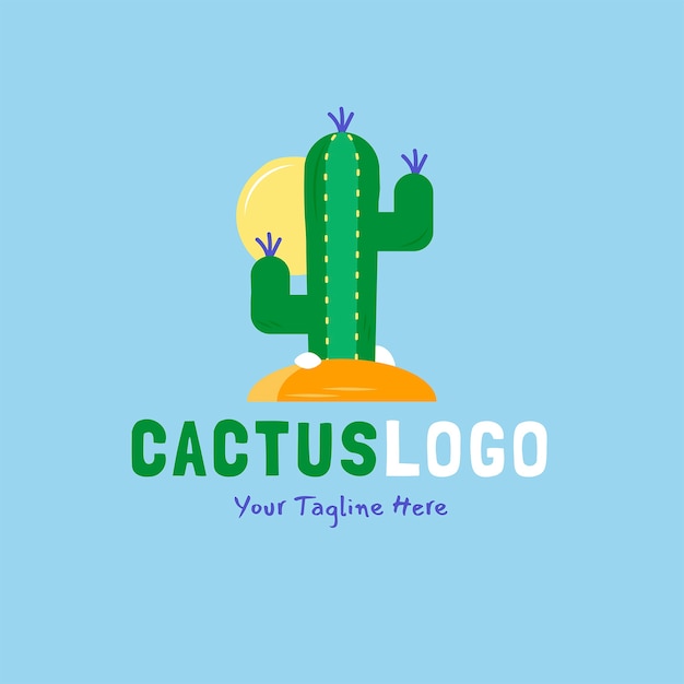 Vecteur gratuit logo de cactus plat dessiné à la main