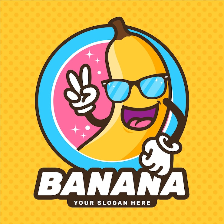 Vecteur gratuit logo de caractère banane