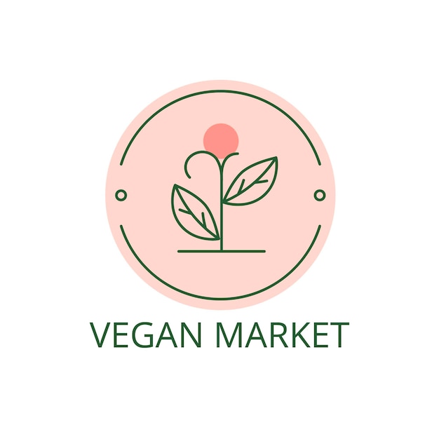 Logo De Cercle De Marché Végétalien Minimaliste