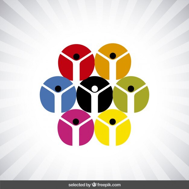 Vecteur gratuit logo de la charité avec des icônes humaines circulaires