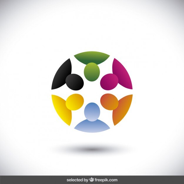 Vecteur gratuit logo circulaire coloré fait avec des avatars en 3d