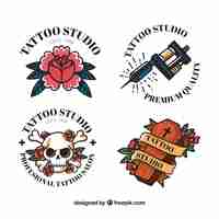 Vecteur gratuit logo classique de tatouage logo collecti