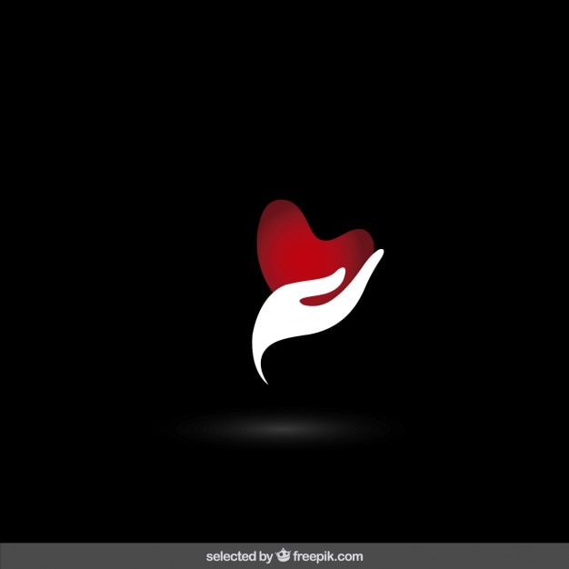 Vecteur gratuit logo avec le coeur et la main