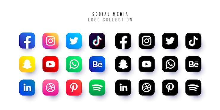Vecteur gratuit logo collection de médias sociaux