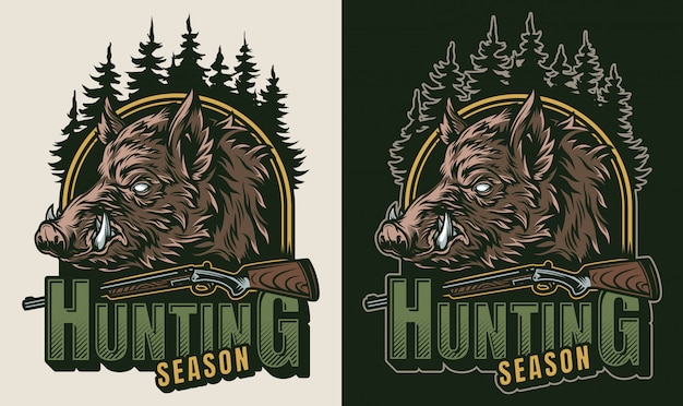 Logo coloré de chasse vintage