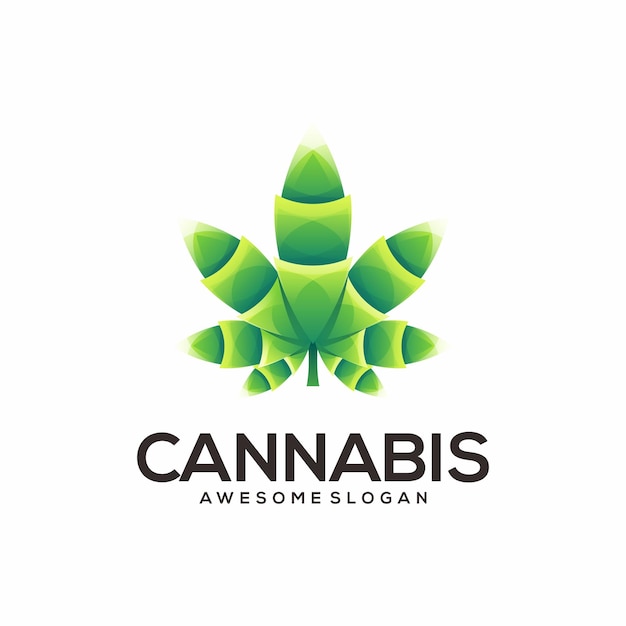 Vecteur gratuit logo de conception de dégradé de cannabis