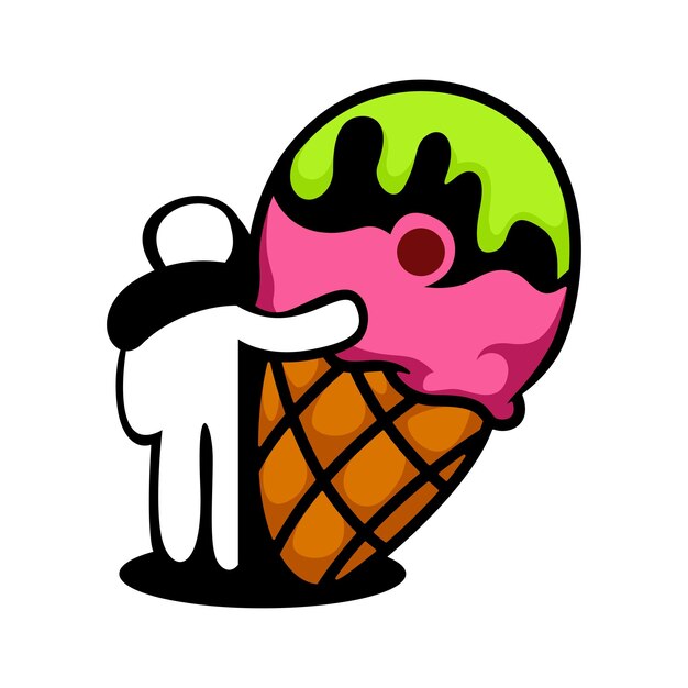 Vecteur gratuit logo de crème glacée avec homme