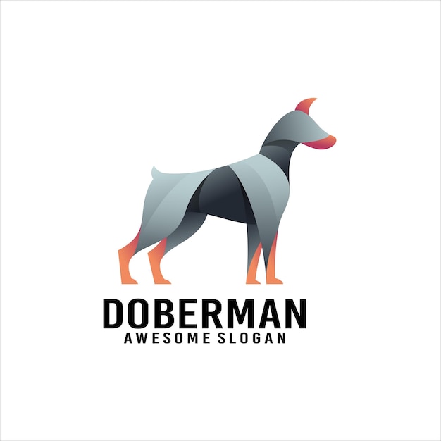 Vecteur gratuit logo dégradé dobermann