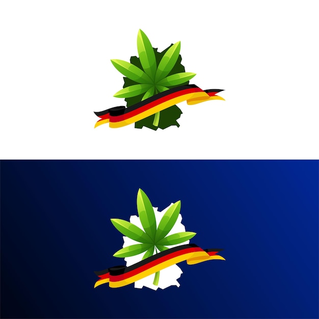 Logo Dégradé Moderne Du Drapeau Du Cannabis Et De L'allemagne