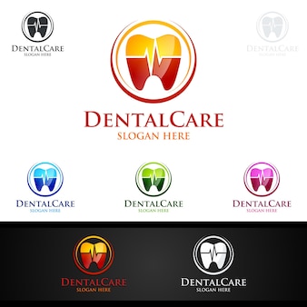 Logo dentaire dent design abstrait vecteur modèle, dentiste stomatologie docteur en médecine logotype icône concept