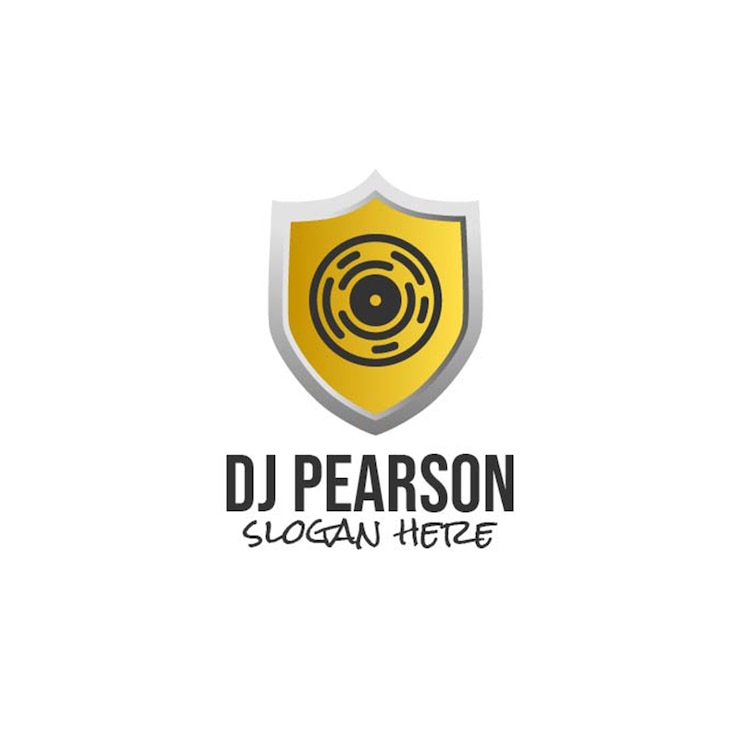 Vecteur gratuit logo dj pearson dessiné à la main dégradé