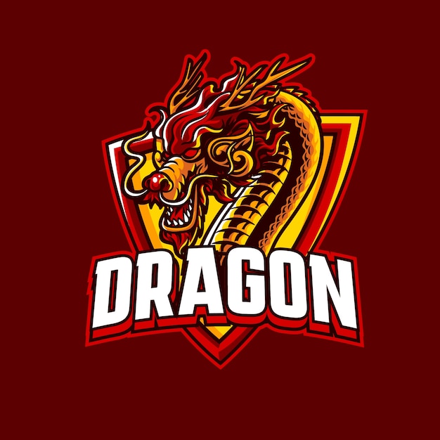 Vecteur gratuit logo de dragon esport dessiné à la main