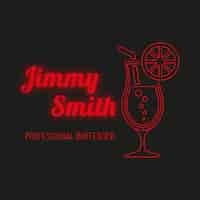 Vecteur gratuit logo du barman jimmy smith au néon