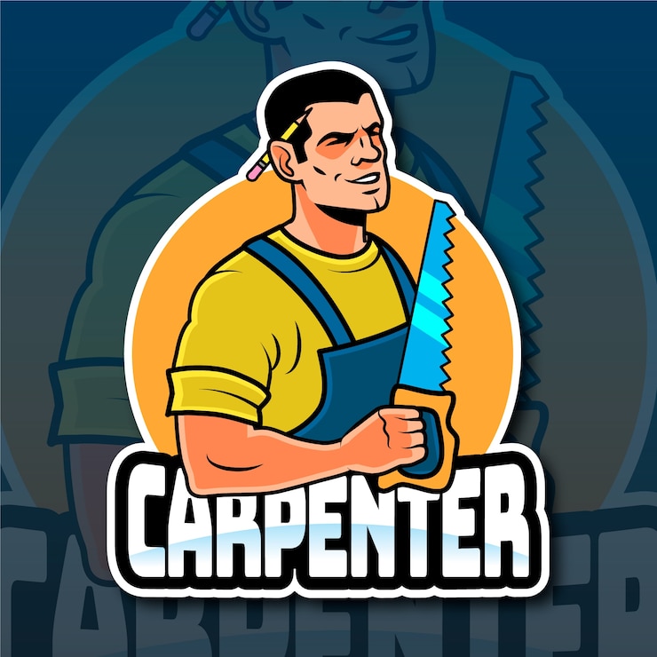Vecteur gratuit le logo du charpentier dessiné à la main