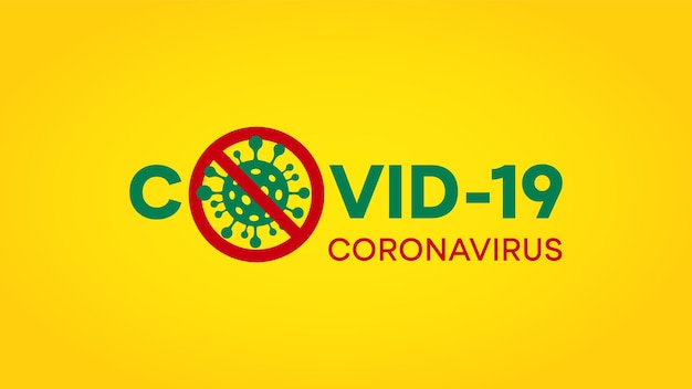Logo du coronavirus covid-19. icône de bactéries coronavirus dans un cercle rouge et signe coronavirus covid-19