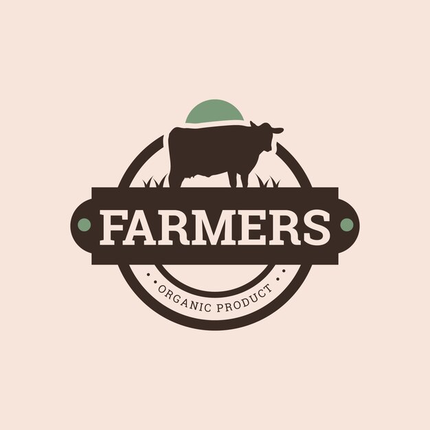 Logo du marché des agriculteurs design plat dessiné à la main