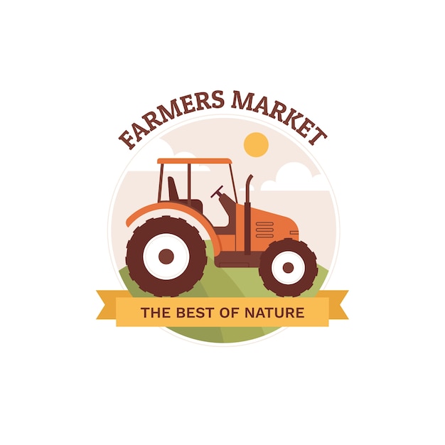 Logo Du Marché Des Agriculteurs Design Plat Dessiné à La Main