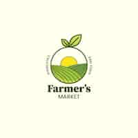 Vecteur gratuit logo du marché des agriculteurs design plat dessiné à la main