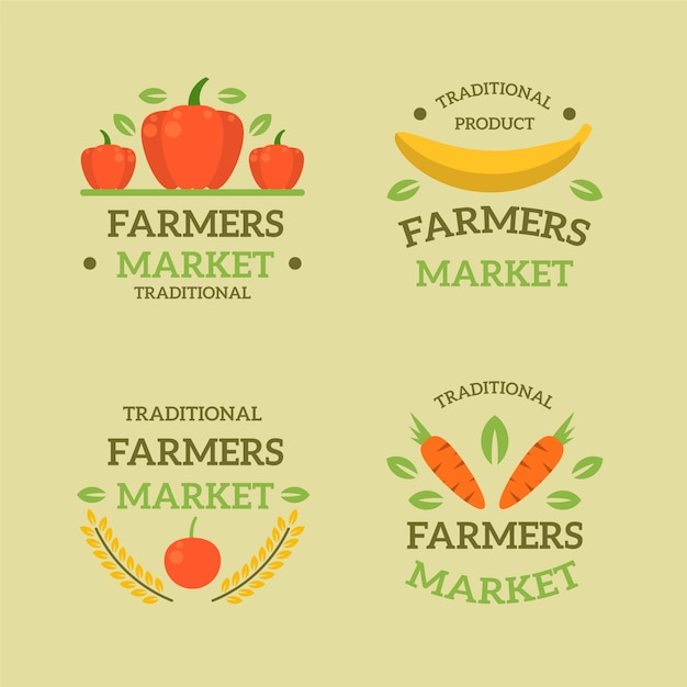 Logo Du Marché Des Agriculteurs Design Plat