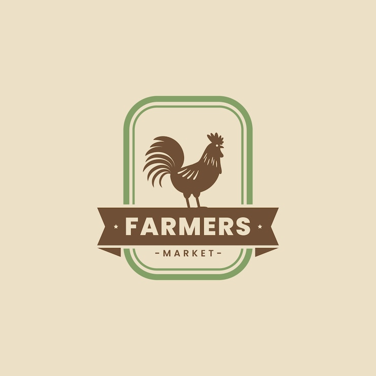 Vecteur gratuit logo du marché des agriculteurs design plat