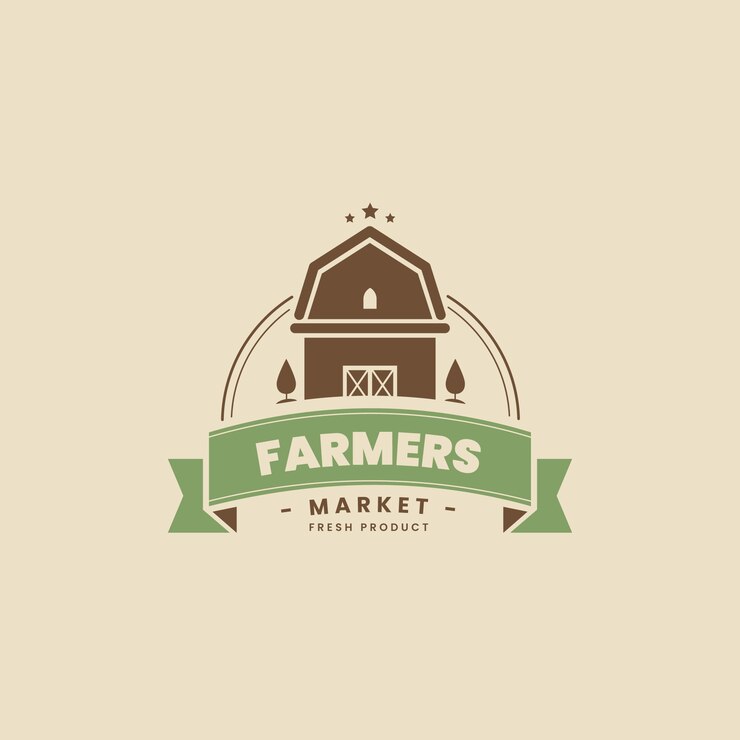 Vecteur gratuit logo du marché des agriculteurs design plat