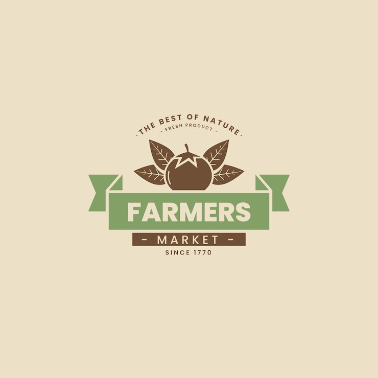 Vecteur gratuit logo du marché des agriculteurs design plat