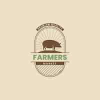 Vecteur gratuit logo du marché des agriculteurs design plat