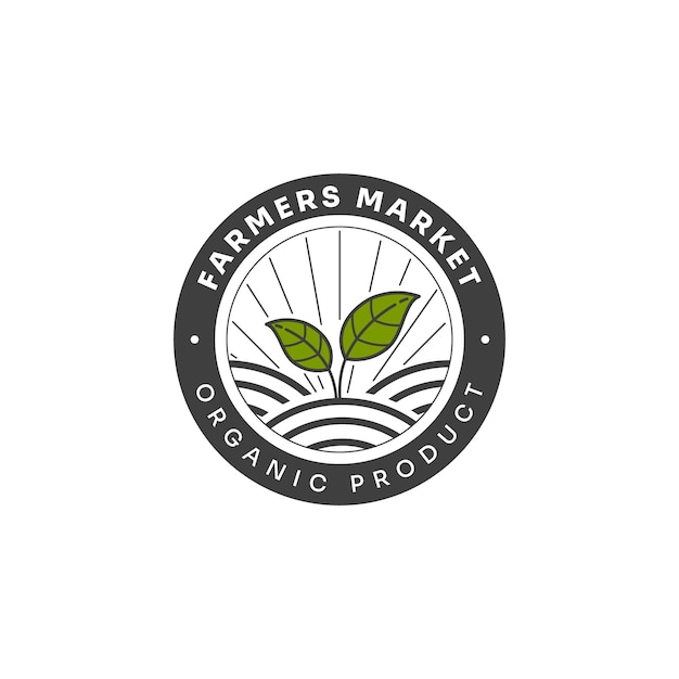 Vecteur gratuit logo du marché des agriculteurs design plat