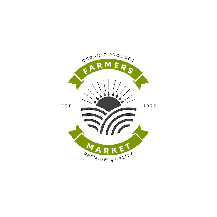 Vecteur gratuit logo du marché des agriculteurs design plat