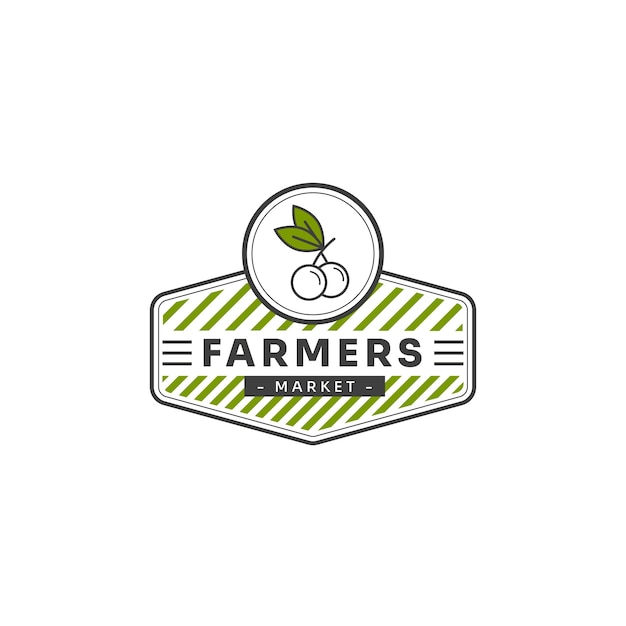 Vecteur gratuit logo du marché des agriculteurs design plat