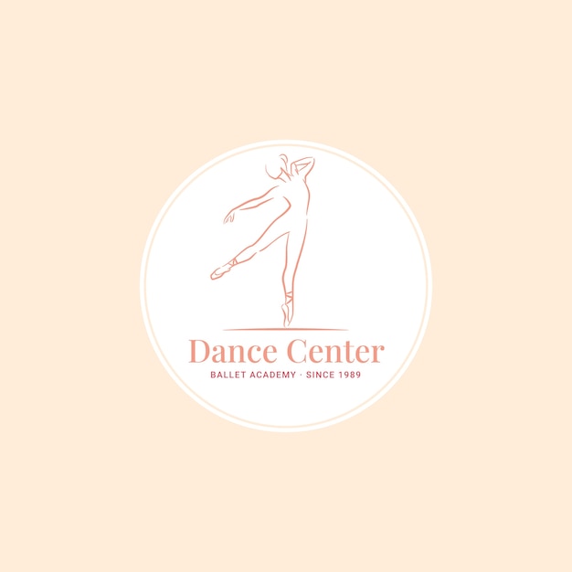 Logo De L'école De Danse Plat Dessiné à La Main