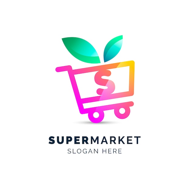Vecteur gratuit logo d'entreprise de supermarché bio