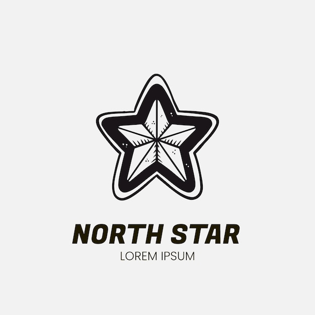 Vecteur gratuit logo de l'étoile du nord dessiné à la main