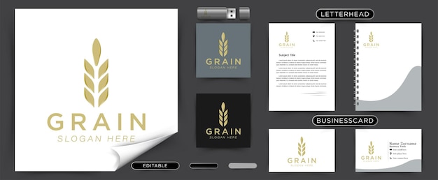 Vecteur gratuit logo de ferme d'agriculture de riz de grain de blé idées inspiration logo design modèle illustration vectorielle isolée sur fond blanc