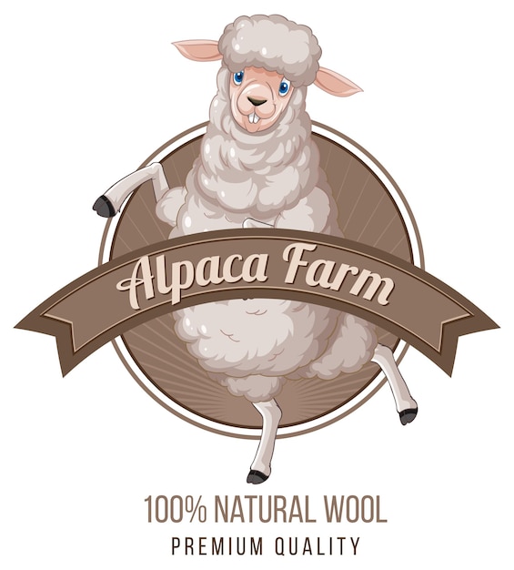 Vecteur gratuit logo de la ferme d'alpaga pour les produits en laine