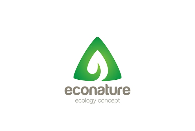 Vecteur gratuit logo de feuille verte écologique. style d'espace négatif.