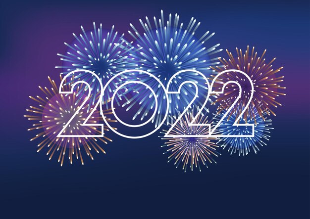 Le logo et les feux d'artifice de l'année 2022 avec espace de texte sur fond sombre Célébration du nouvel an