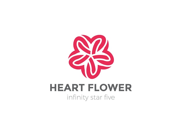 Logo de fleur étoile coeur isolé sur blanc