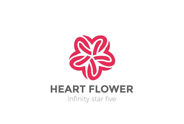 Logo De Fleur étoile Coeur Isolé Sur Blanc