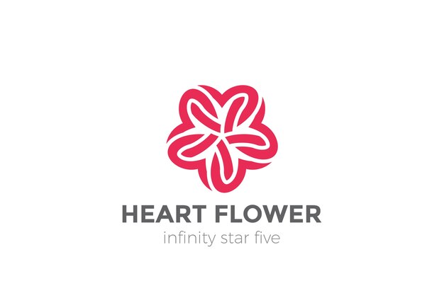 Logo de fleur étoile coeur isolé sur blanc