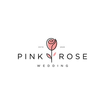 Logo de fleur rose avec un modèle de conception de style monoligne à une ligne