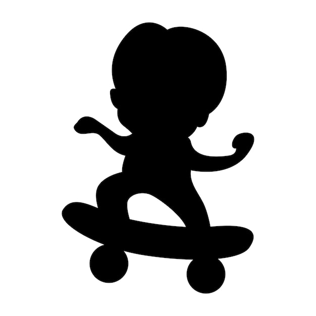 Logo De Garçon Jouant Au Style De Silhouette Noire De Planche à Roulettes