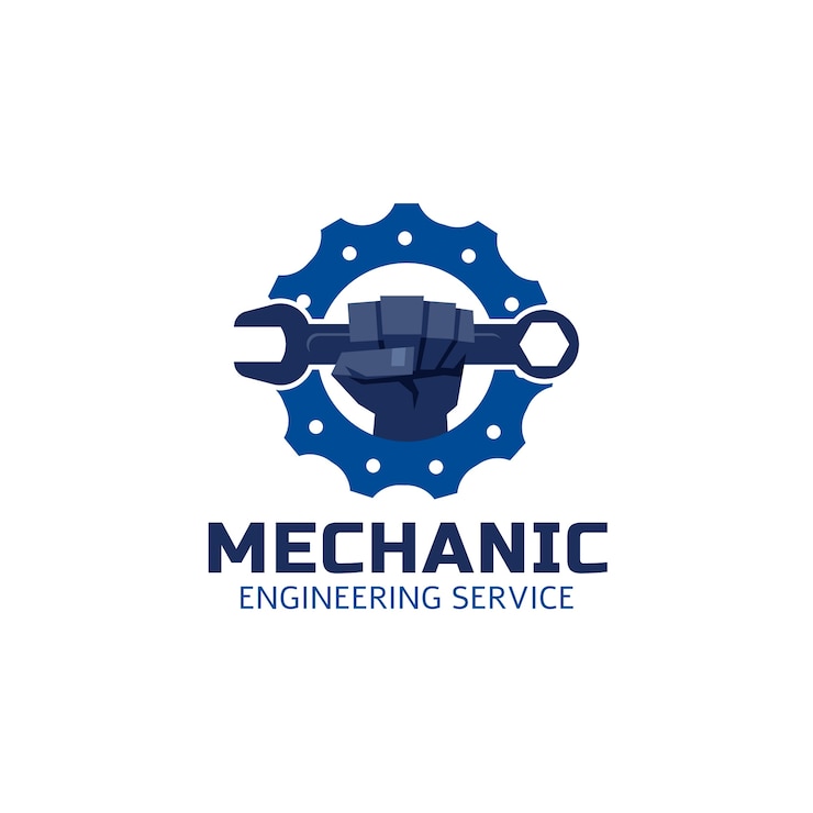Vecteur gratuit logo de génie mécanique design plat