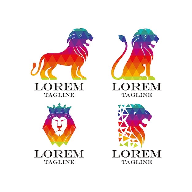 Vecteur gratuit logo géométrique du lion