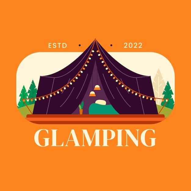 Logo Glamping Design Plat Dessiné à La Main