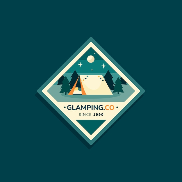 Logo Glamping Design Plat Dessiné à La Main