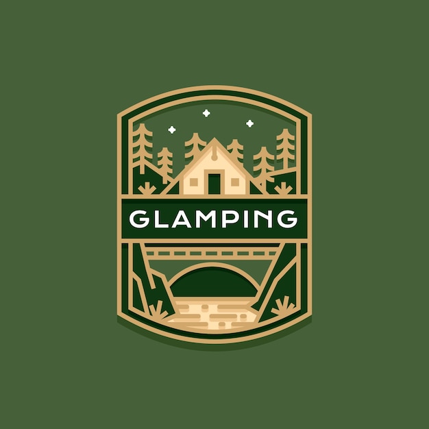 Vecteur gratuit logo de glamping design plat