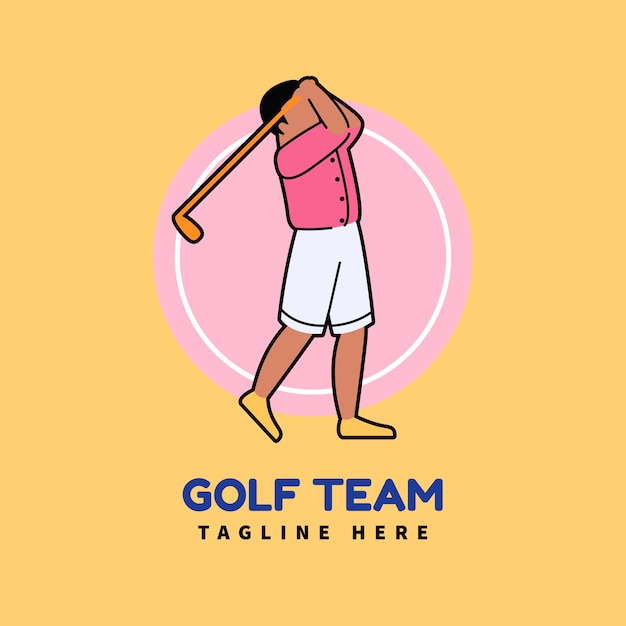 Logo De Golf Design Plat Dessiné à La Main