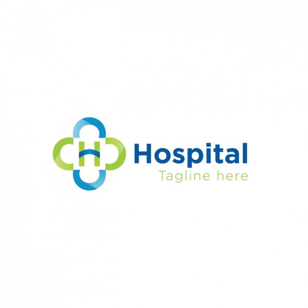 Vecteur gratuit logo de l'hôpital en vert et bleu