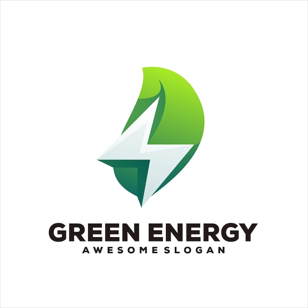 Vecteur gratuit logo d'illustration de gradient d'énergie de feuille verte